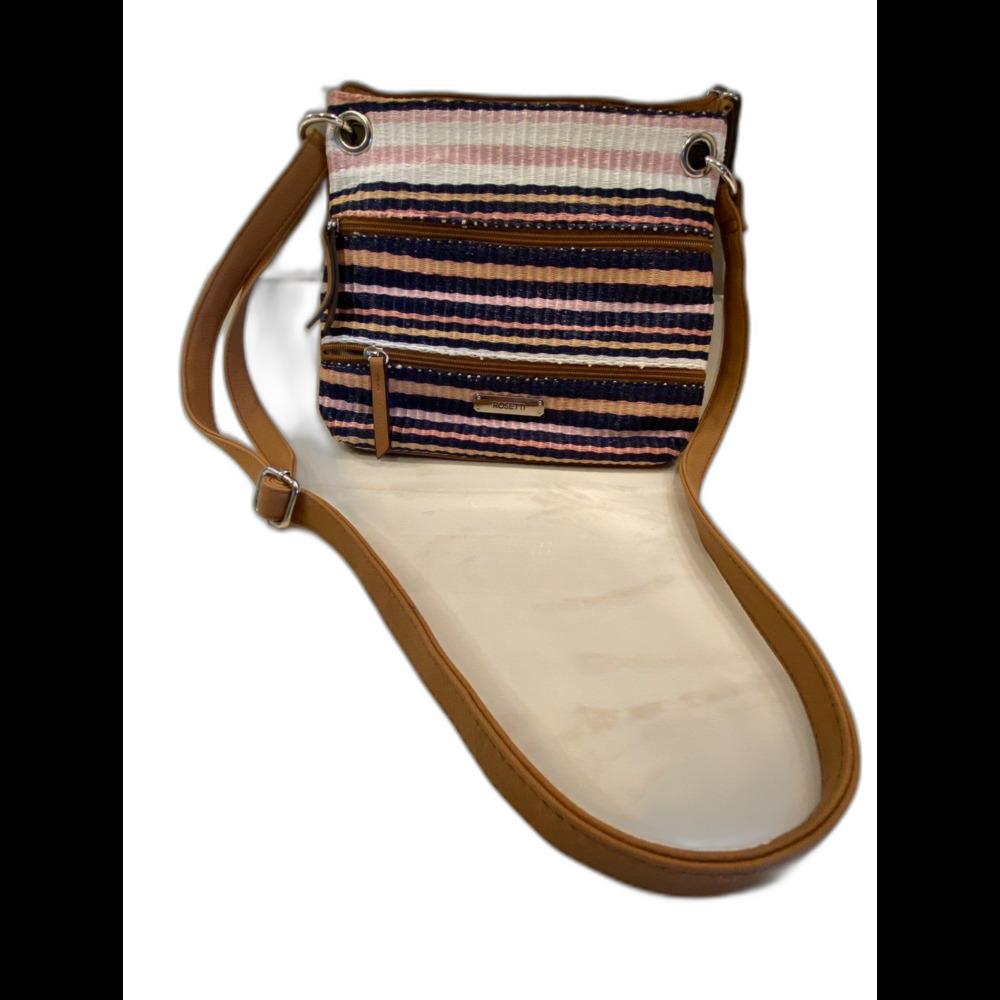 Rosetti Crossbody Purse  Striped Bag w/ 2 outside Zippered Pockets Travel Cruise